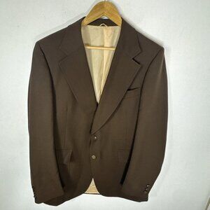 Vintage 70s Country Squire Brown Wool Blend Sport Coat 42L Tall Horse Button